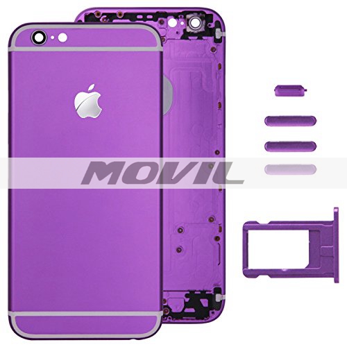 Purple Full Housing Back Cover with Card Tray & Volume Control Key & Power Button & Mute Switch Vibrator Key Replacement for Apple iPhone 6